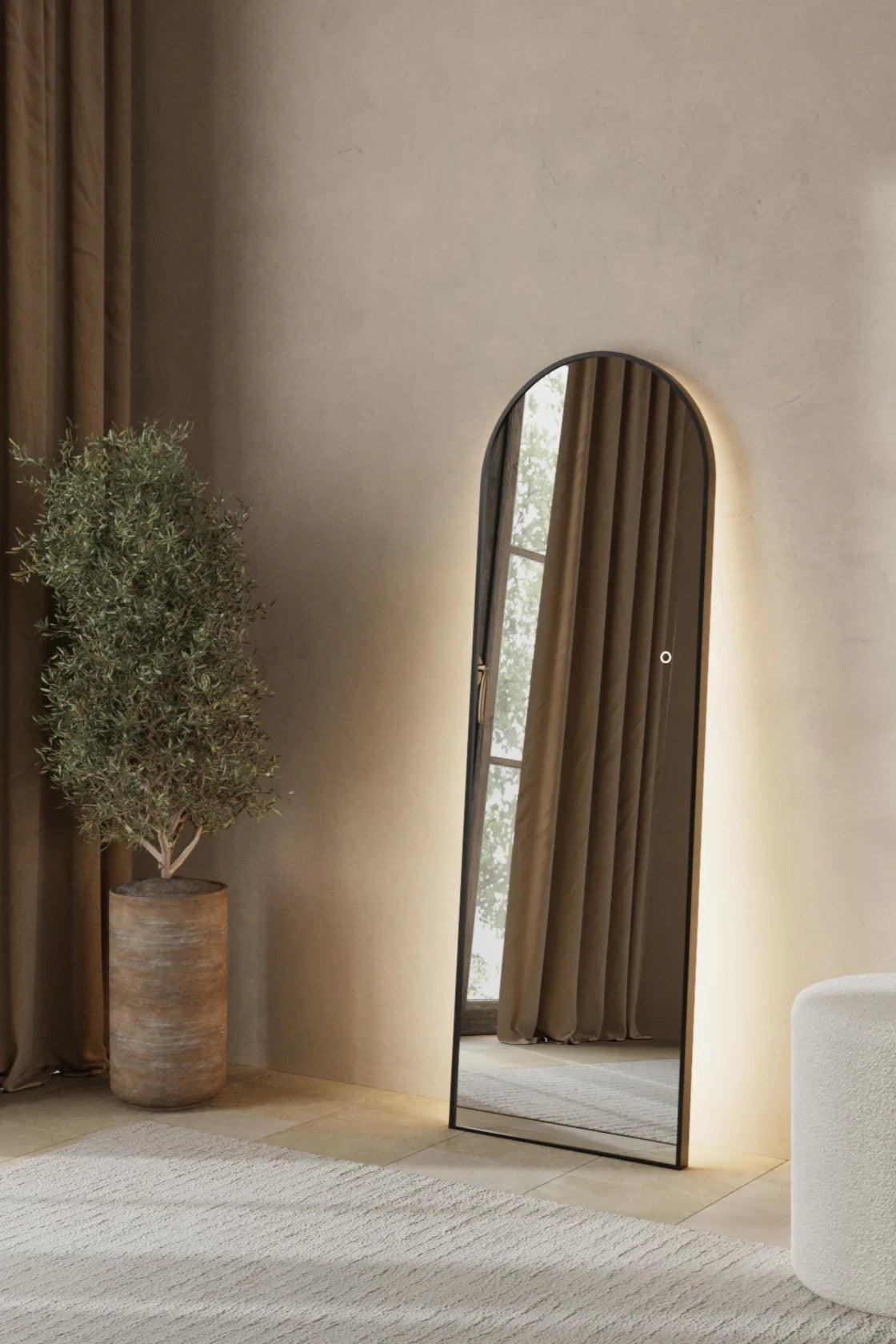 Alev Black Arched LED Wall Mirror with Soft Backlighting