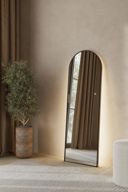 Alev Black Arched LED Wall Mirror with Soft Backlighting