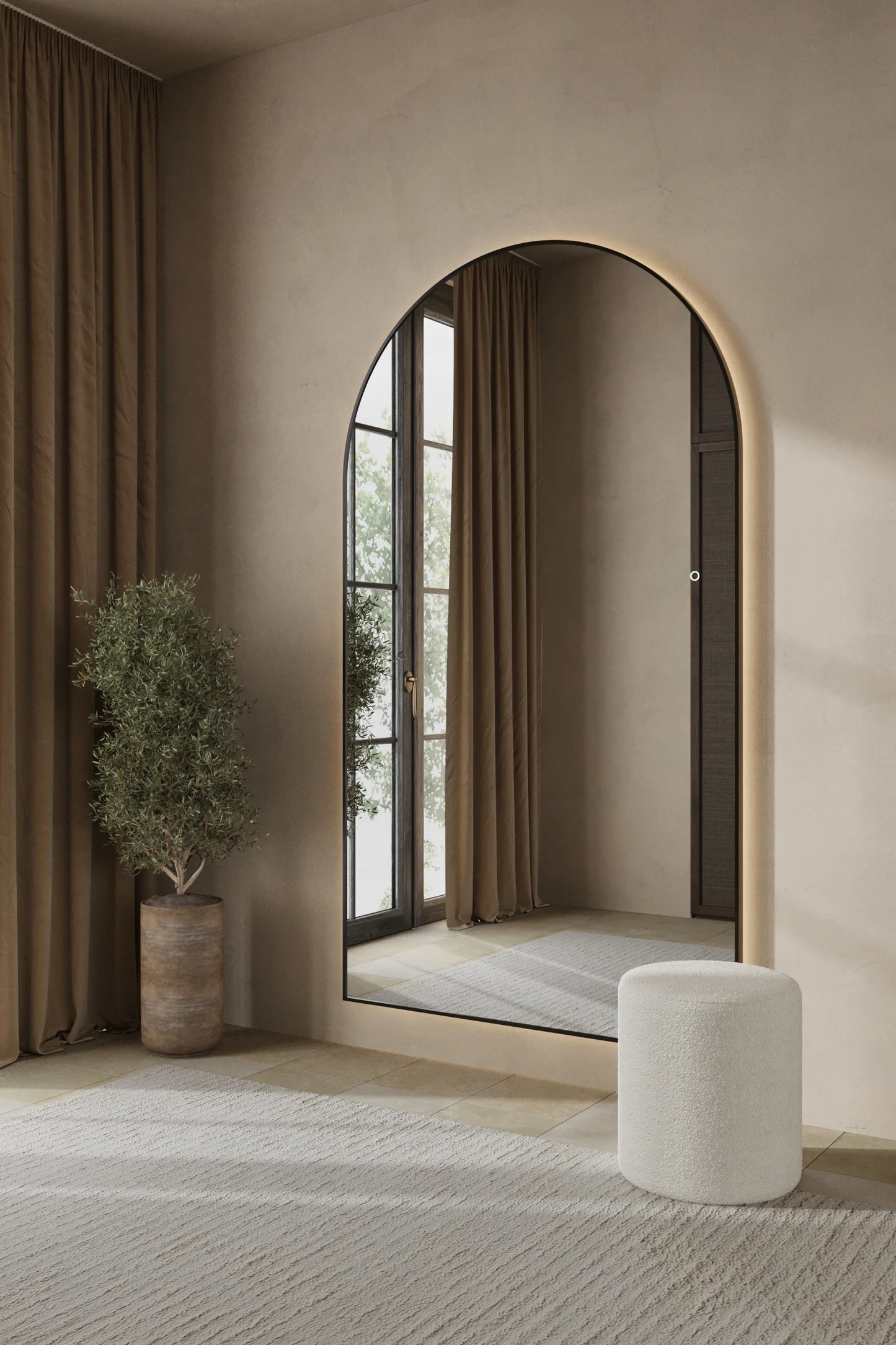 Alev Black Arched LED Wall Mirror with Soft Backlighting