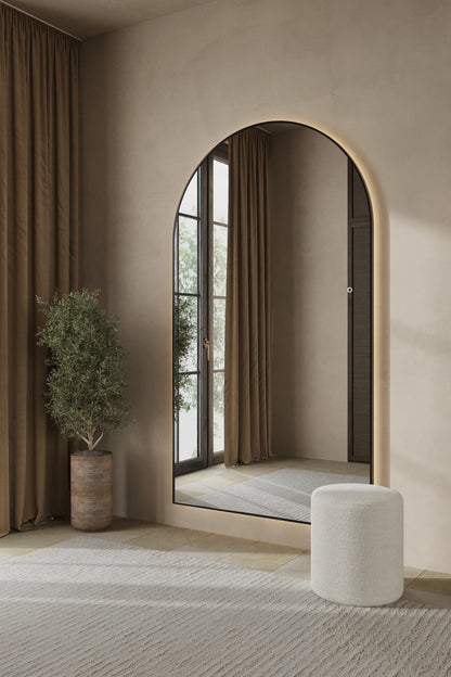 Alev Black Arched LED Wall Mirror with Soft Backlighting