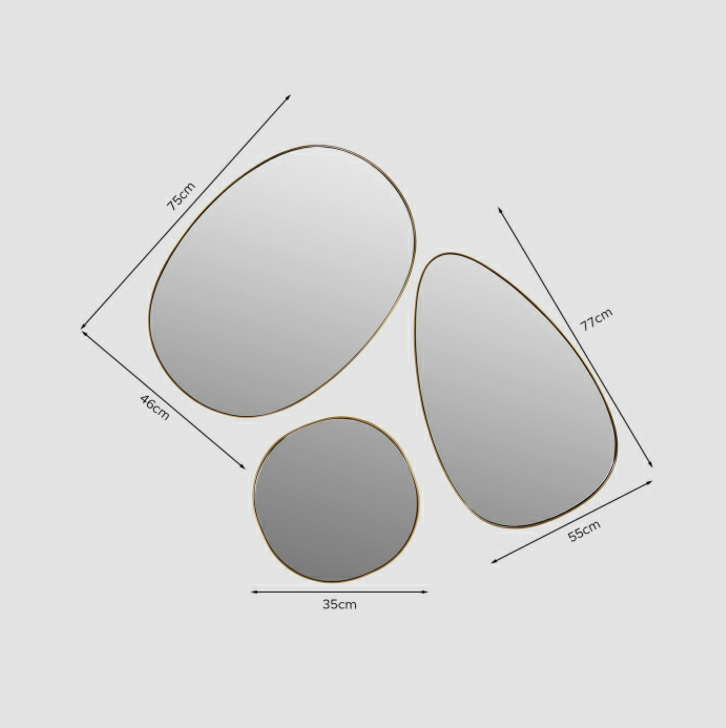 Mirror, Set of 3 Stainless Steel Frame