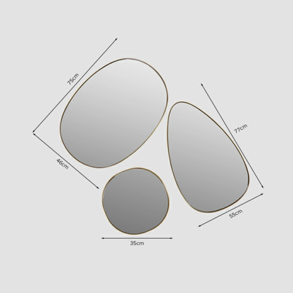 Mirror, Set of 3 Stainless Steel Frame