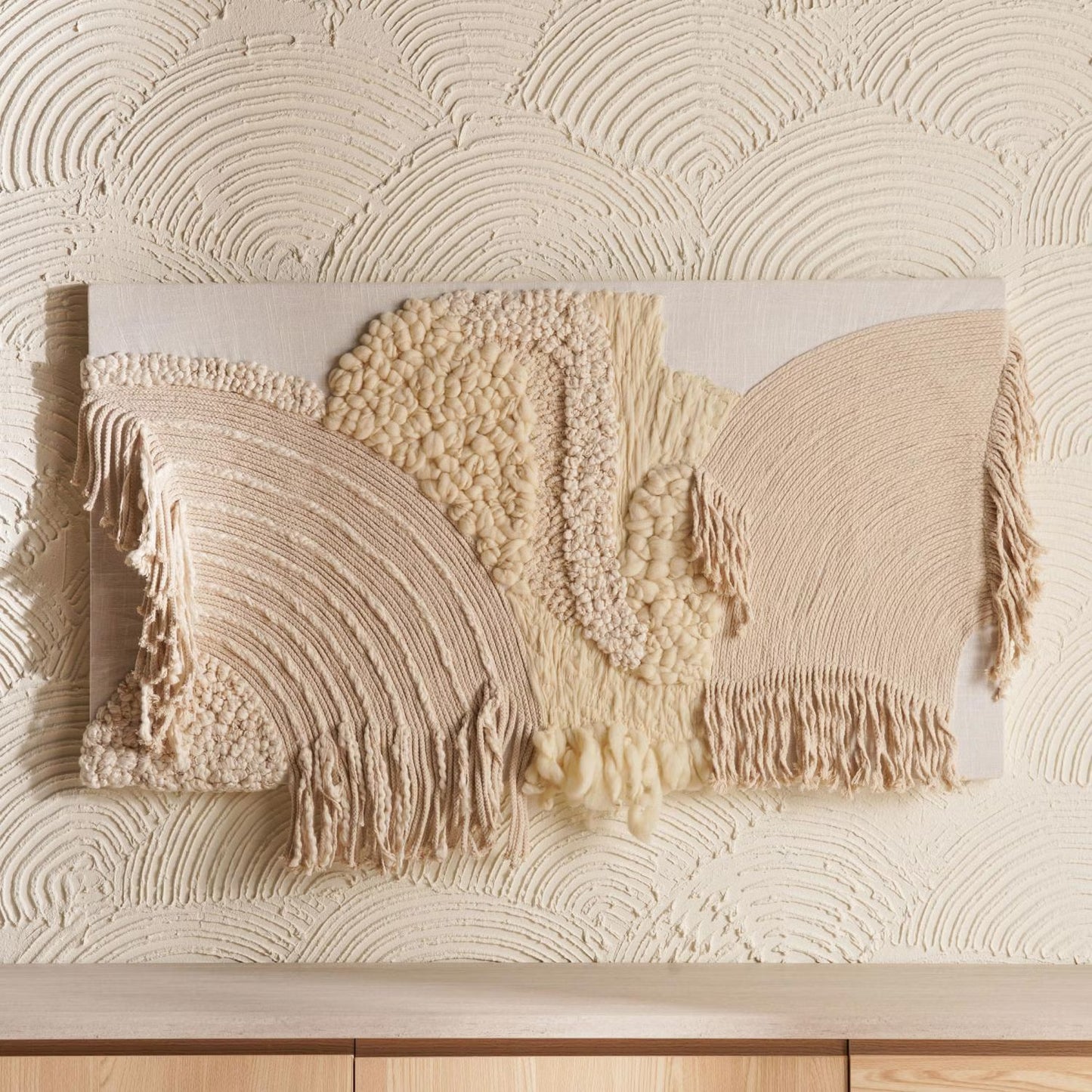 Urban tribe framed handmade wall art 60x110cm - natural