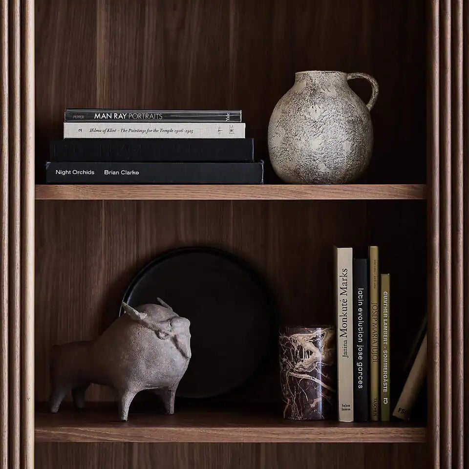 Red Marble Decorative Cylinder Sculpture