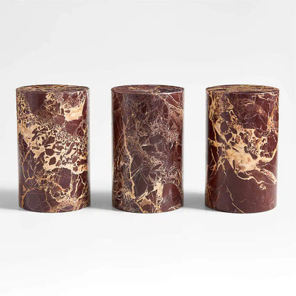 Red Marble Decorative Cylinder Sculpture