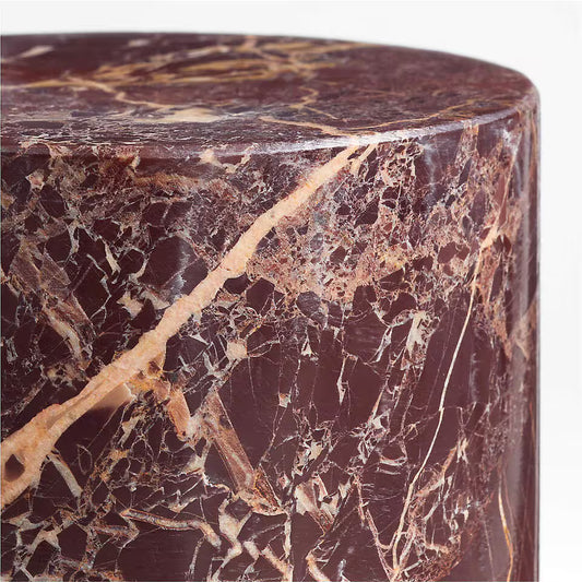 Red Marble Decorative Cylinder Sculpture