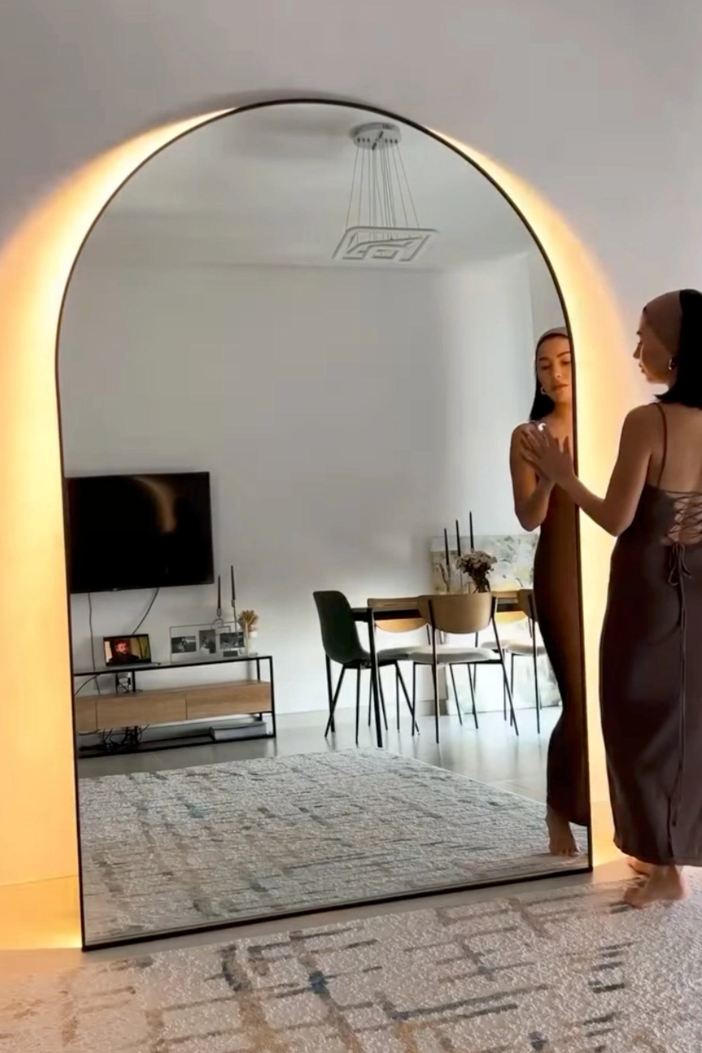 Alev Black Arched LED Wall Mirror with Soft Backlighting