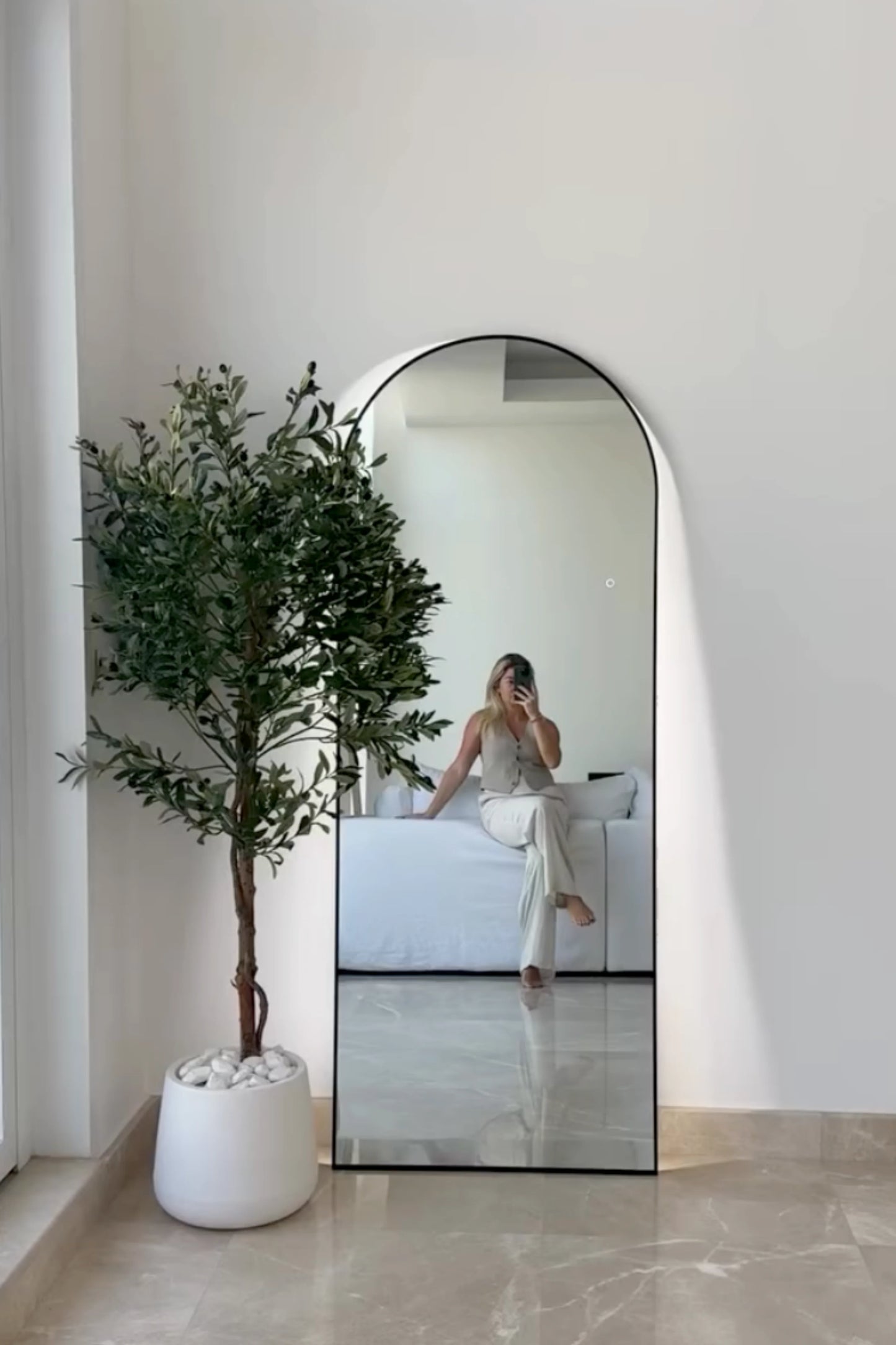 Alev Black Arched LED Wall Mirror with Soft Backlighting