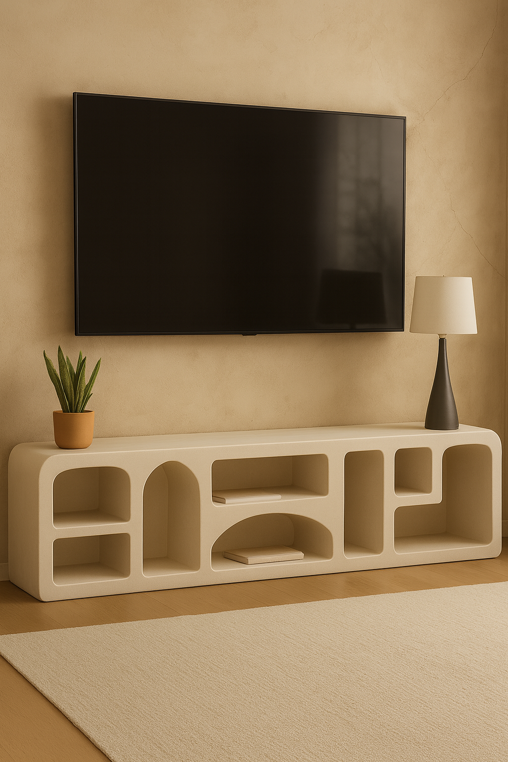 Sculpted Microcement TV Console