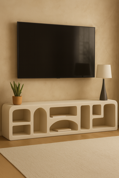 Sculpted Microcement TV Console