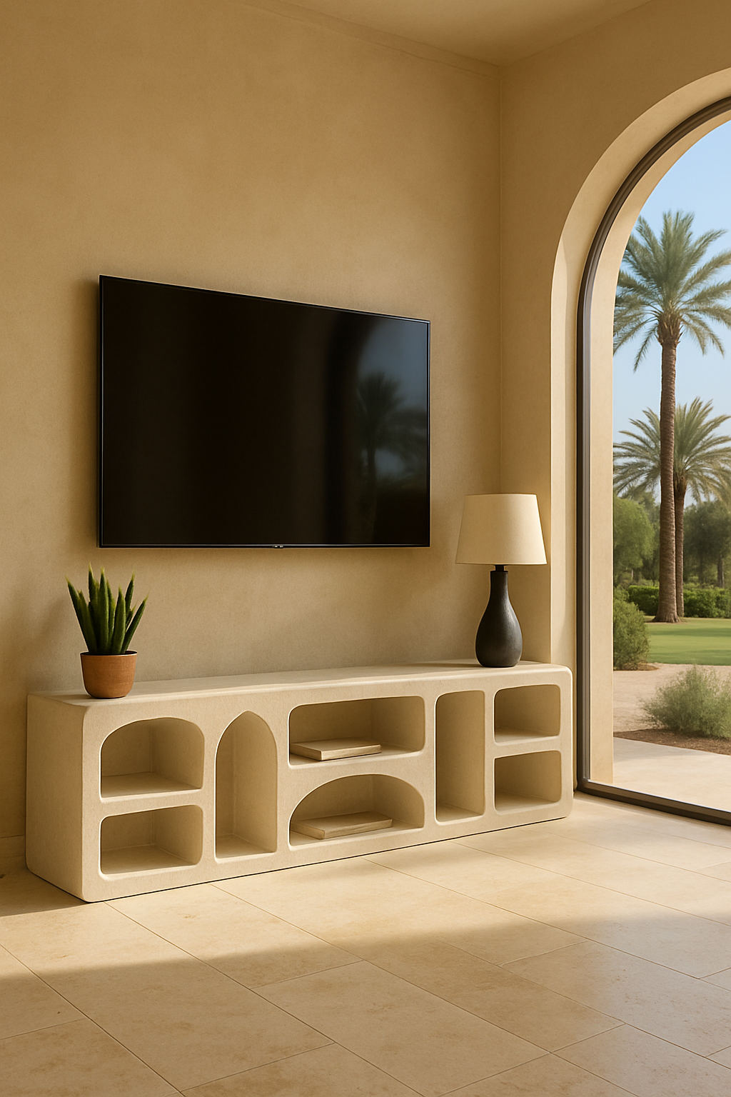 Sculpted Microcement TV Console