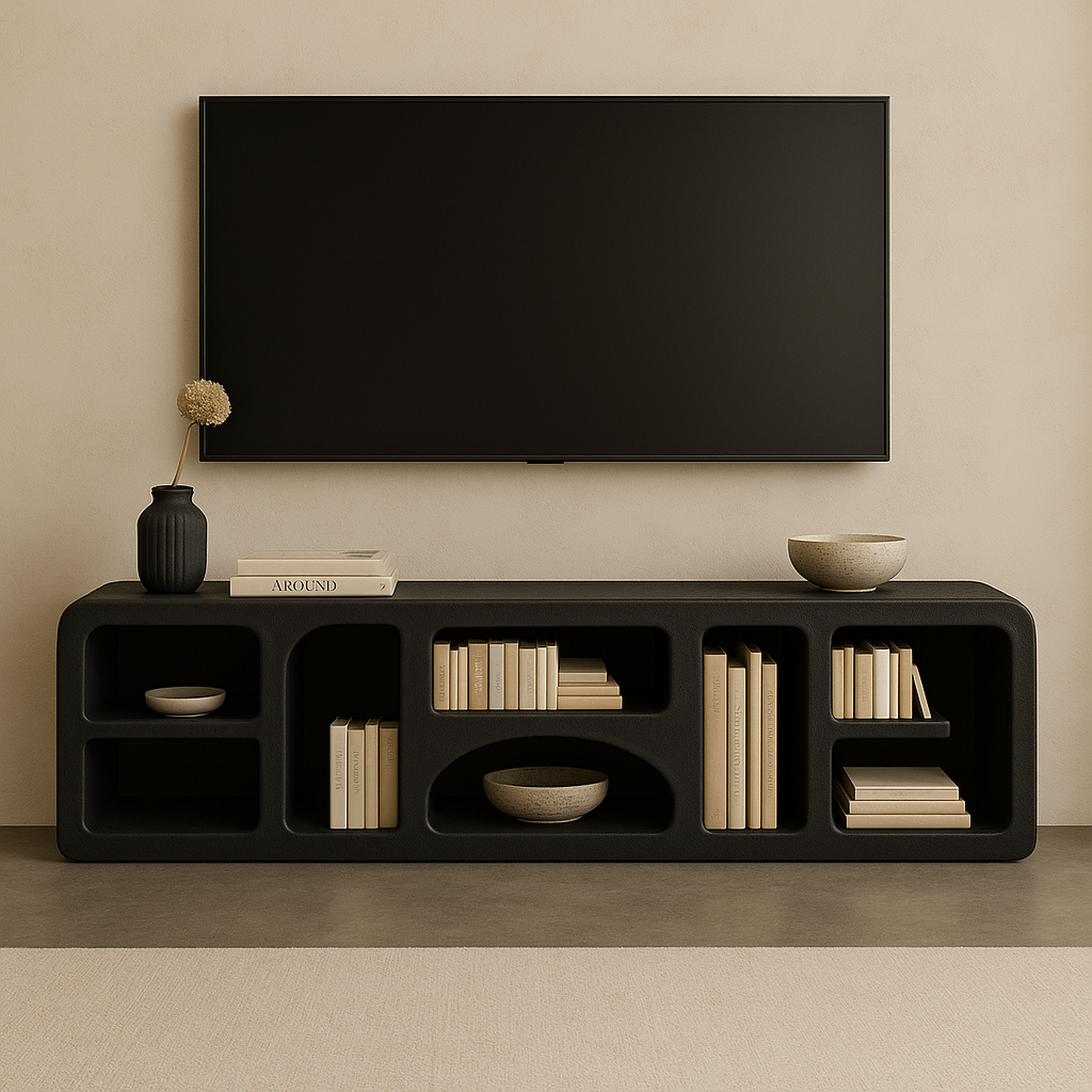 Sculpted Microcement TV Console