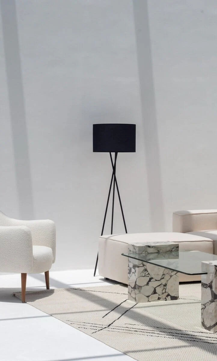 Black Mid-Century Tripod Floor Lamp