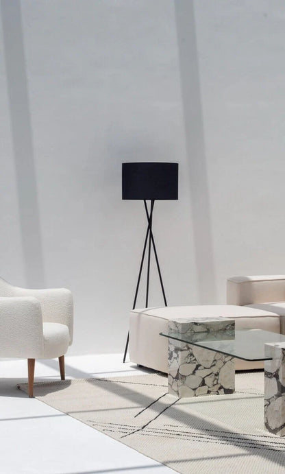 Black Mid-Century Tripod Floor Lamp