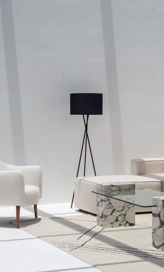 Black Mid-Century Tripod Floor Lamp