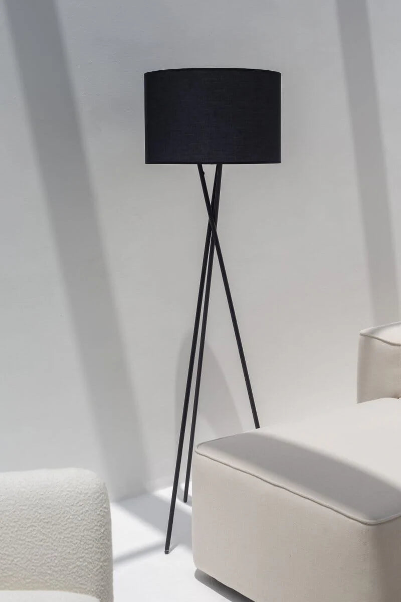 Black Mid-Century Tripod Floor Lamp