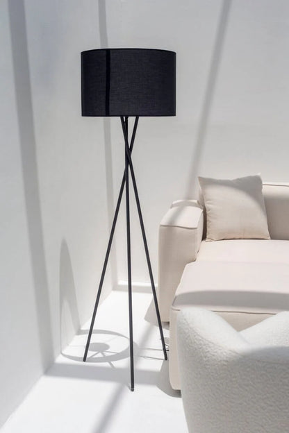 Black Mid-Century Tripod Floor Lamp