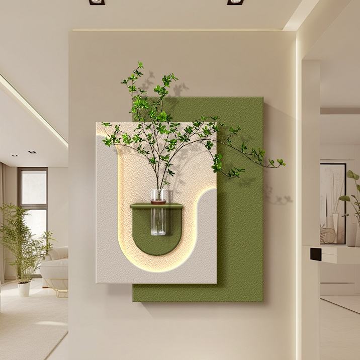 Nordic Acrylic Sandstone LED Wall Art with Vase Decoration