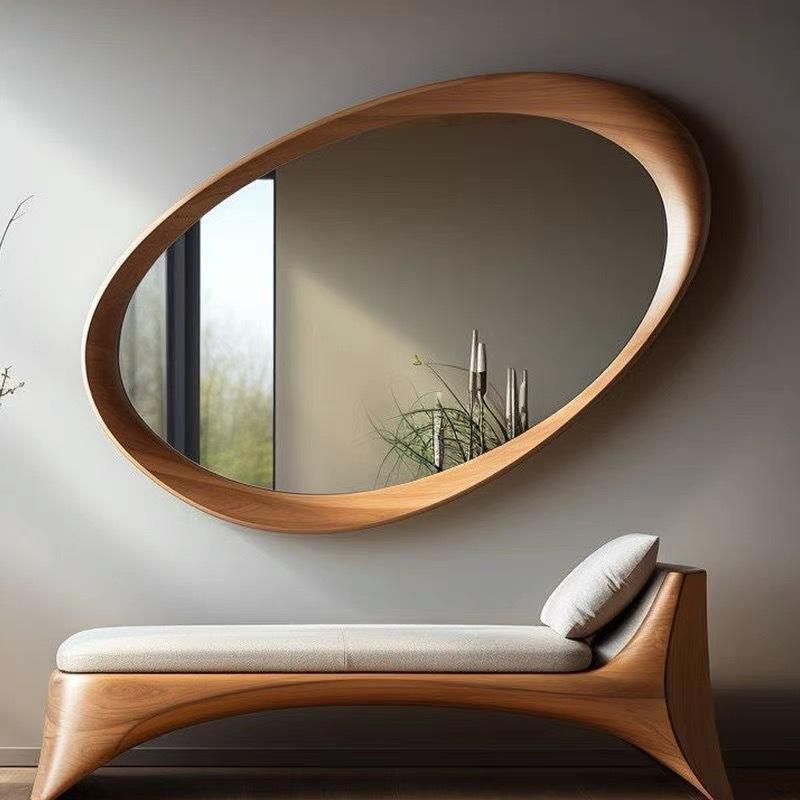Zen Wave Solid Wood Irregular Wall Mirror