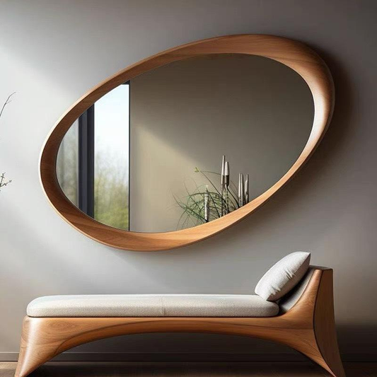Zen Wave Solid Wood Irregular Wall Mirror