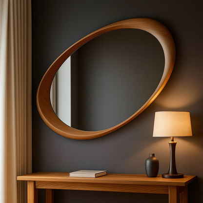 Zen Wave Solid Wood Irregular Wall Mirror