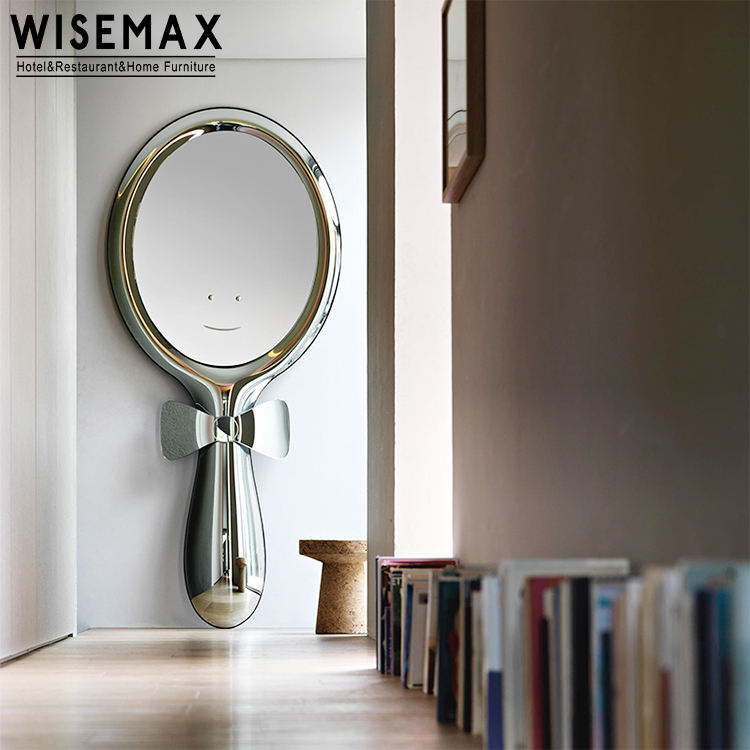 Modern Luxury Spoon-Shaped Silver Stainless Steel Wall Mirror