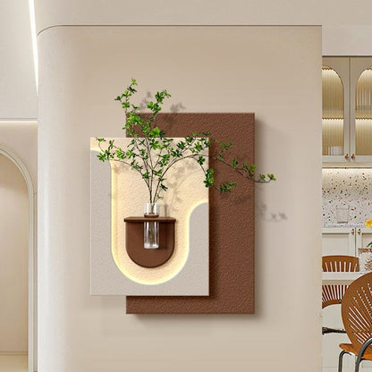 Nordic Acrylic Sandstone LED Wall Art with Vase Decoration